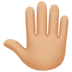 🤚🏼 raised back of hand: medium-light skin tone display on Facebook